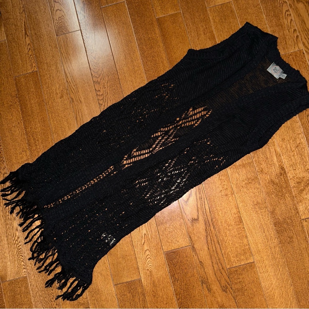 Crochet fringe vest